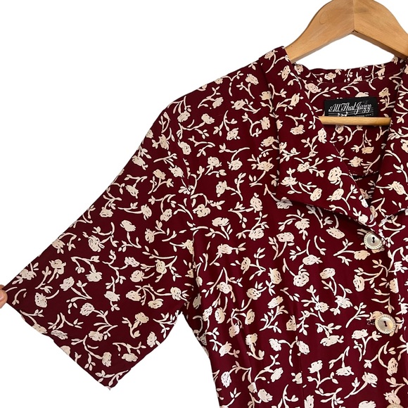 Vintage floral button down midi dress with waist tie excellent condition - Picture 3 of 14